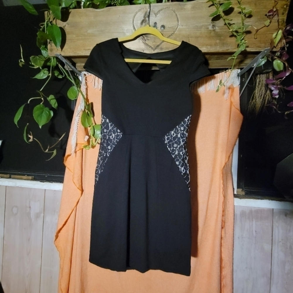 NWT Express Women's A-line Black & White Lace Details Bodycon Mini Dress Size 6